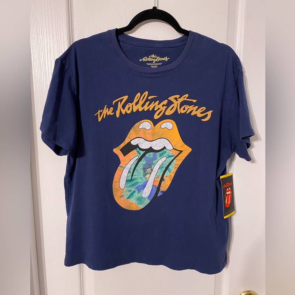 The Rolling Stones Tongue & Lips Graphic Band Tee Navy Medium